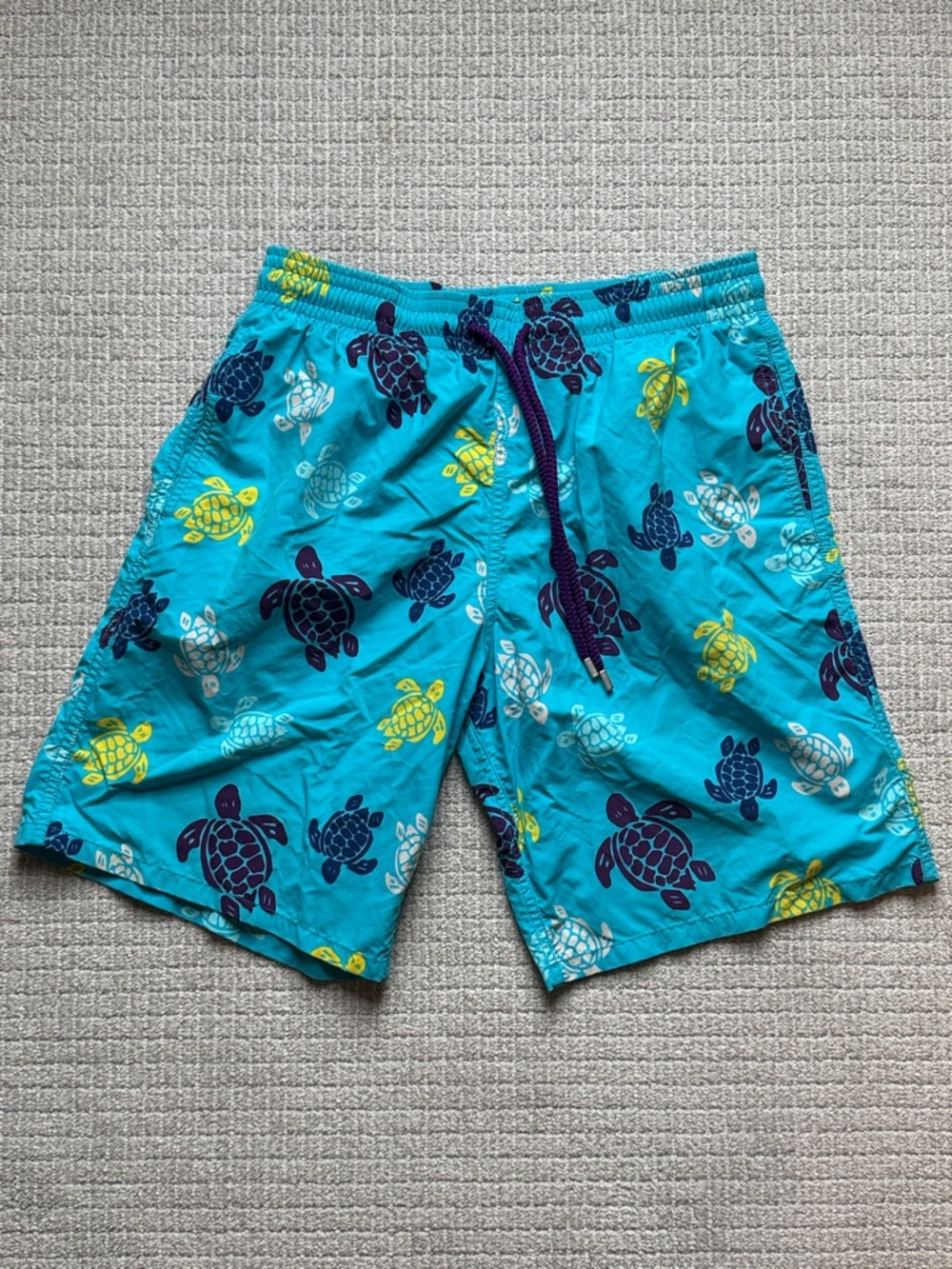 Classic Vilebrequin Turquoise Tortues Print Swim Shorts